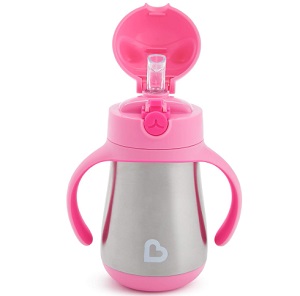 Termo de acero inoxidable con diseño de gato - 236 ml - 8 oz - Color Rosado - Marca Munchkin