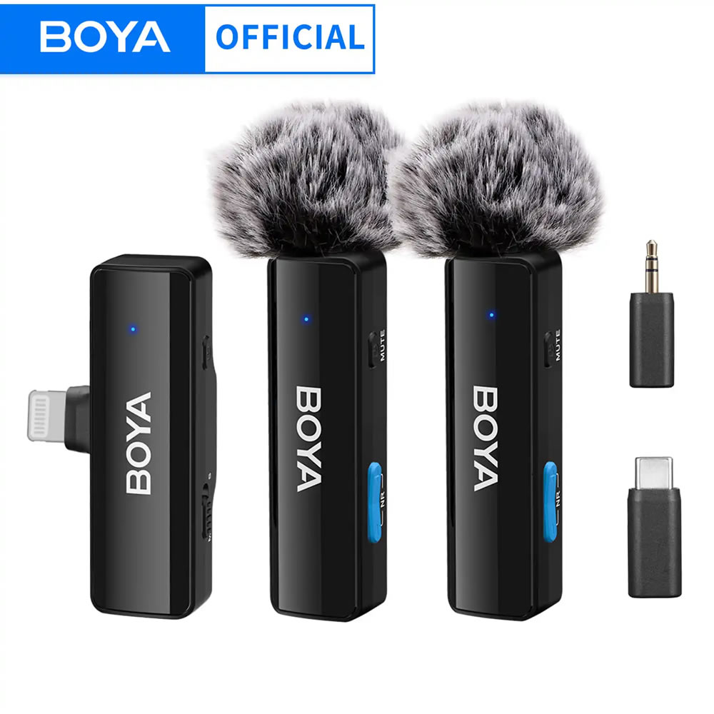Microfonos dobles Boya BoyaLink A2 USB-C + Lightining + 3.5mm TRS NC