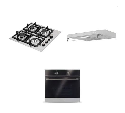 Combo Cocina A Gas Challenger 4 Quemadores Incluye Horno He2750 Y Campana Extractora Cx4300 Color Negro Con Gris