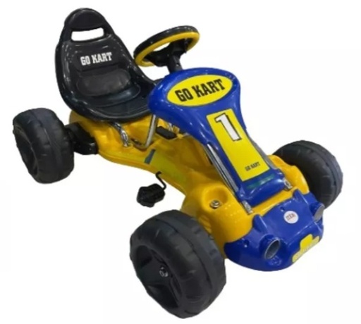 [PB9788AMA] Carro Coche De Pedales Niños Color Amarillo con Azul