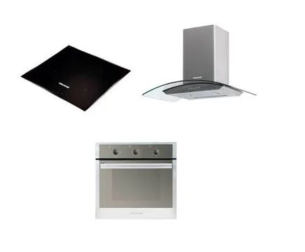 [40098] Combo De Cocina De Inducción Challenger Incluye Horno He2502 Y Campana Extractora Cx4800 Color Negro Con Gris