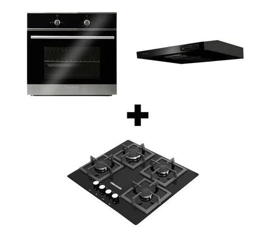 [40095] Combo Cocina A Gas Challenger 4 Quemadores Incluye Horno He2750 Y Campana Extractora Cx4300 Color Negro
